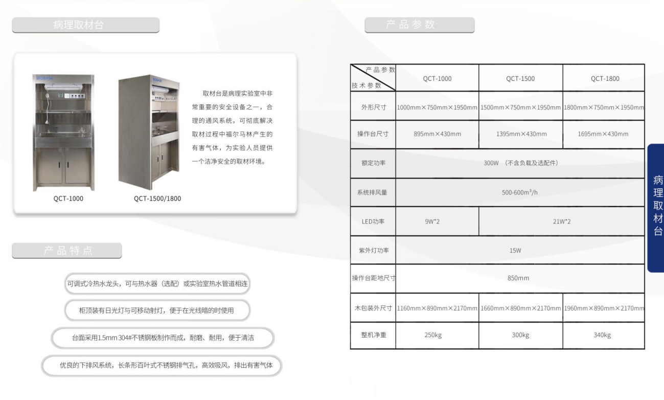 病理取材臺參數(shù)彩頁圖